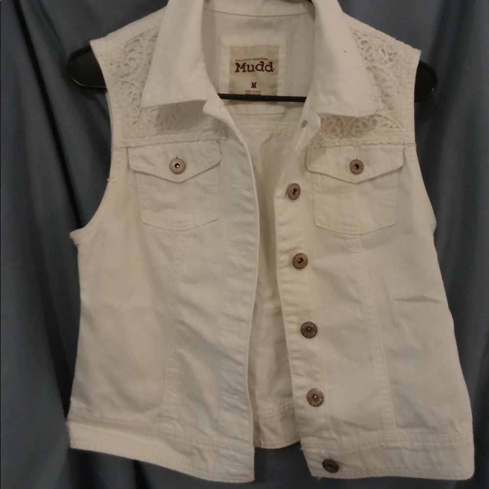Mudd Crop White Denim Vest